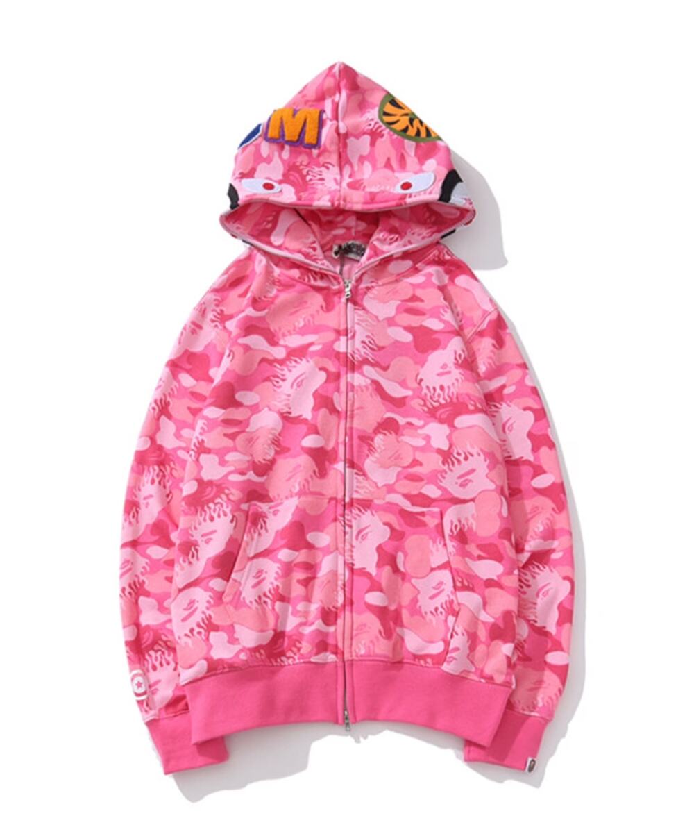 Bape A Bathing Ape ABC Camo Shark Jaw Hoodie M Sweatshirt Pink Red